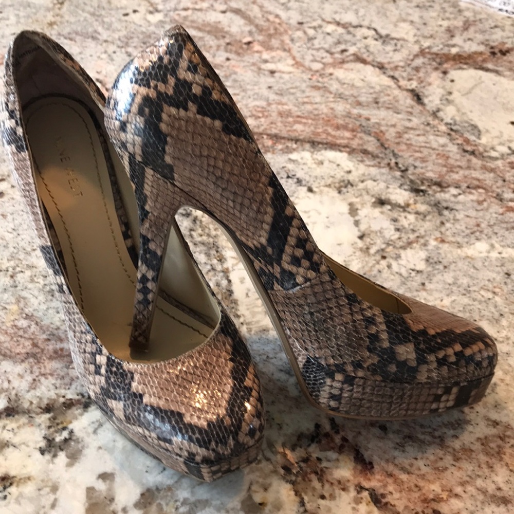 Nine West Snakeskin Platform Pumps